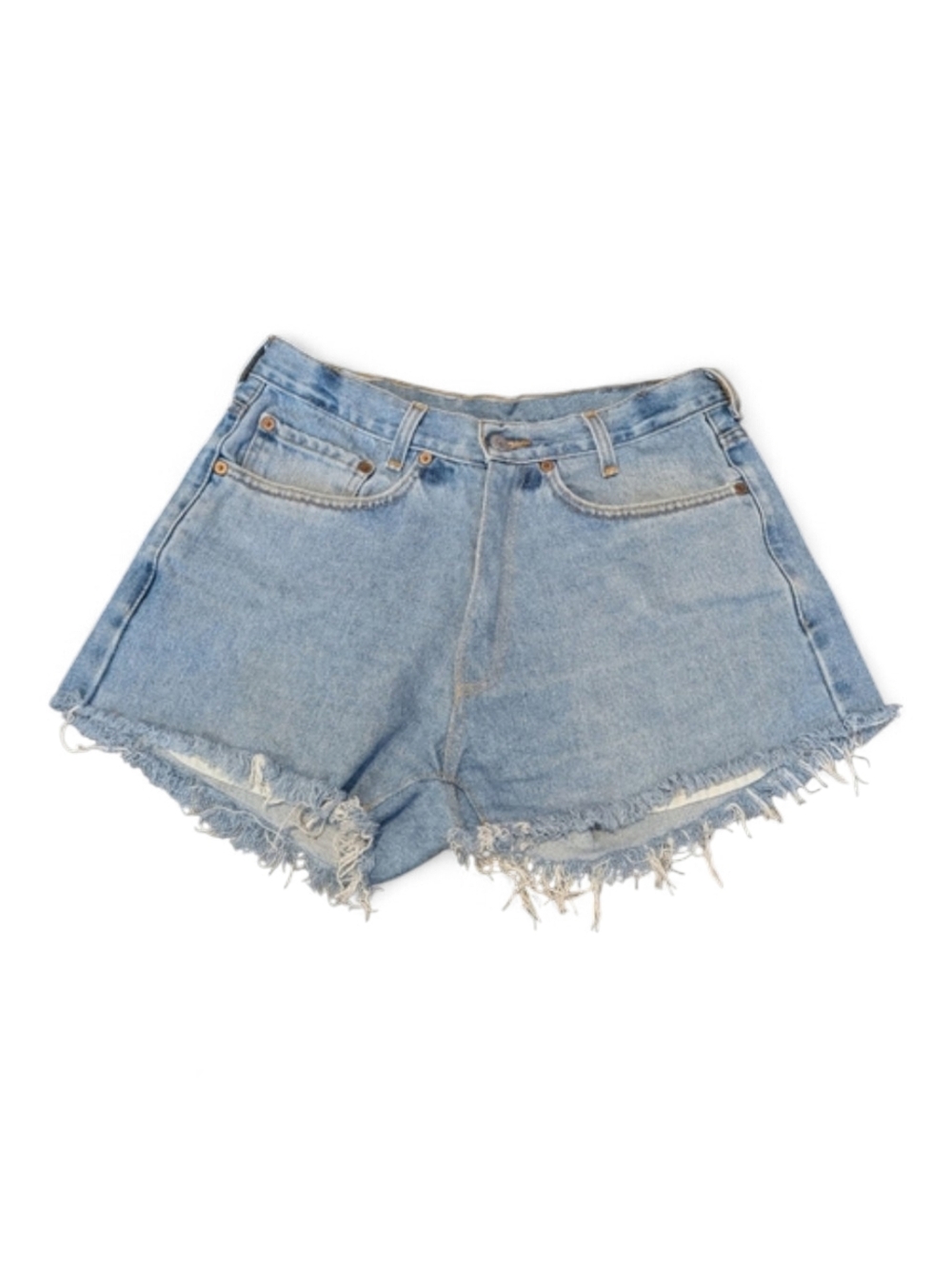 Levi's Light Blue Frayed Jean Shorts